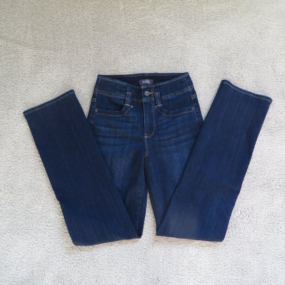 NYDJ women's marilyn straight leg jeans size 00 blue sure stretch denim